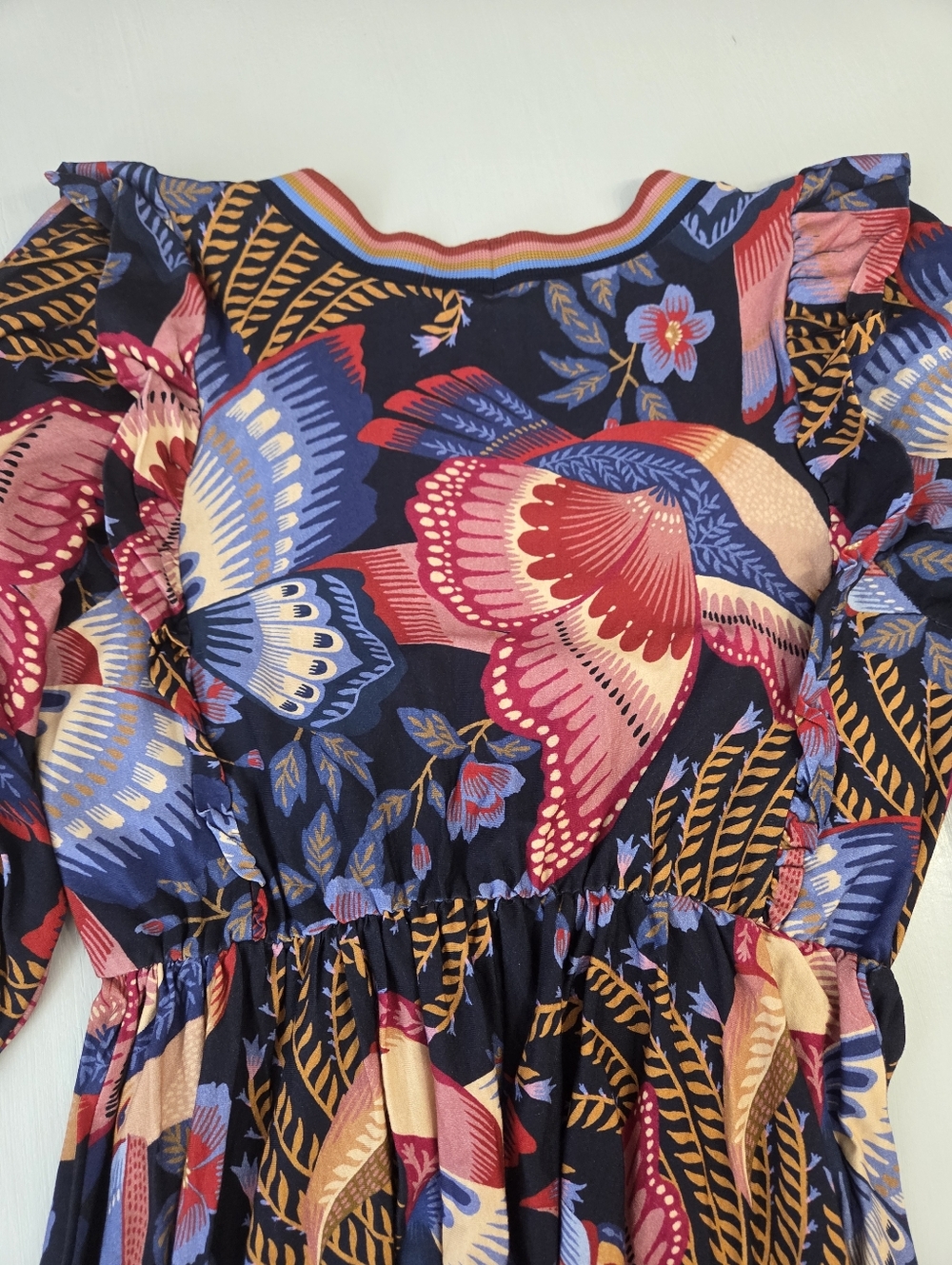 FARM Rio Multicolor Floral Bird Butterfly Print Maxi Dress - Picture 5 of 14